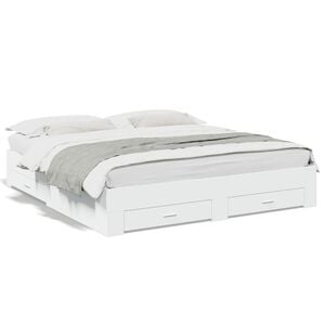 vidaXL Estrutura de cama c/ gavetas 200x200cm derivados madeira branco