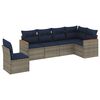 vidaXL Conjunto de sof&aacute; de jardim com 6 pe&ccedil;as e almofadas em rattan sint&eacute;tico cinza