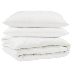 vidaXL Edred&atilde;o com travesseiro 3 pcs Branco Microfibra