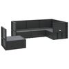 vidaXL 5 pcs conjunto lounge de jardim c/ almofad&otilde;es vime PE preto