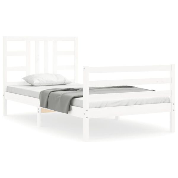 vidaXL Cama sem colch&atilde;o 100x200 cm madeira de pinho maci&ccedil;a branco