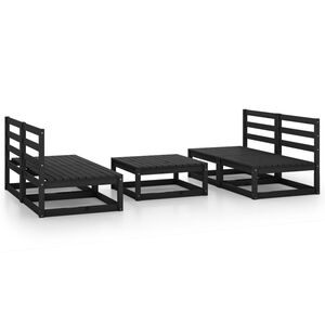 vidaXL 5 pcs conjunto lounge de jardim pinho maci&ccedil;o preto