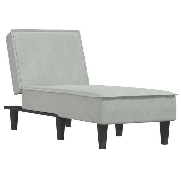 vidaXL Chaise longue veludo cinzento-claro