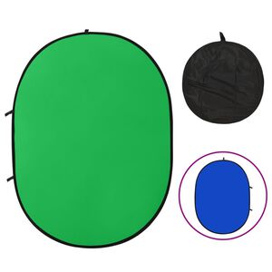vidaXL Tela fundo de est&uacute;dio oval 2-em-1 200x150 cm verde e azul