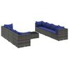 vidaXL 9 pcs conjunto lounge de jardim c/ almofad&otilde;es vime PE cinzento