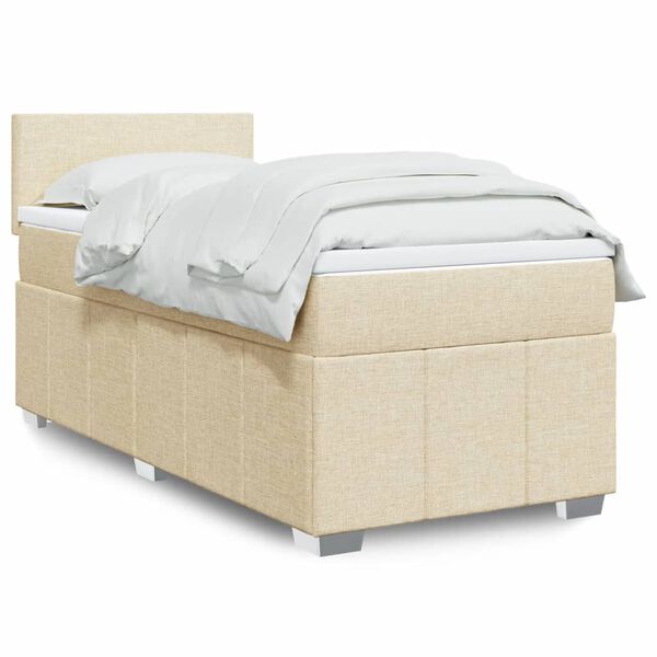 vidaXL Cama com molas/colch&atilde;o 80x200 cm tecido cor cr&egrave;me