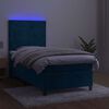 vidaXL Cama box spring c/ colch&atilde;o/LED 80x200 cm veludo azul-escuro