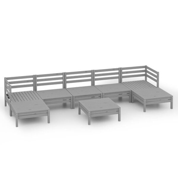 vidaXL 8 pcs conjunto lounge de jardim pinho maci&ccedil;o cinzento