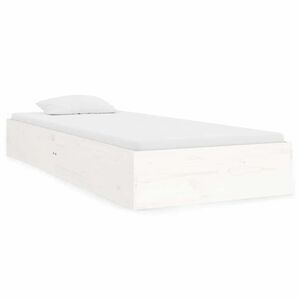 vidaXL Estrutura cama pequena solteiro 75x190 cm madeira maci&ccedil;a branco