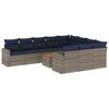 vidaXL 11 pcs conjunto sof&aacute;s de jardim c/ almofad&otilde;es vime PE cinzento