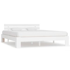 vidaXL Estrutura de cama com cabeceira 180x200cm pinho maci&ccedil;o branco