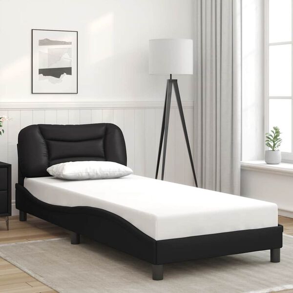 vidaXL Estrutura de cama sem colch&atilde;o Hvar 90x200 cm couro artificial preto