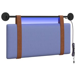 vidaXL Cabeceira suspensa Com luz LED Azul Jeans PU Antigo