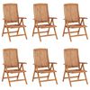vidaXL Cadeiras de jardim reclin&aacute;veis c/ almofad&otilde;es 6 pcs teca maci&ccedil;a