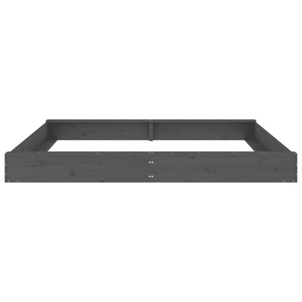 vidaXL Caixa de areia quadrada com assentos pinho maci&ccedil;o cinzento