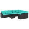 vidaXL 10 pcs conjunto de sof&aacute;s p/ jardim c/ almofad&otilde;es vime PE preto