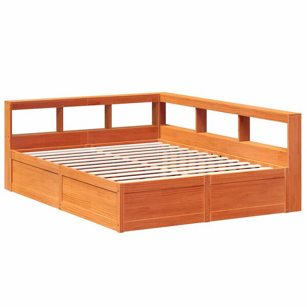 vidaXL Cama com estante sem colch&atilde;o 160x200 cm pinho maci&ccedil;o