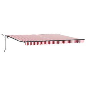vidaXL Toldo retr&aacute;til Vermelho e Branco 450 &times; 300 cm Poli&eacute;ster
