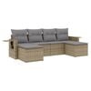 vidaXL 6 pcs conjunto de sof&aacute;s p/ jardim com almofad&otilde;es vime PE bege