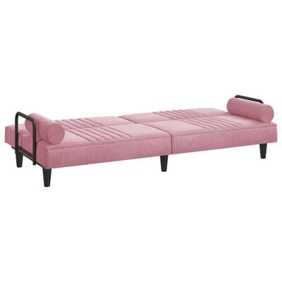 vidaXL Sofá-cama com apoio de braços veludo rosa