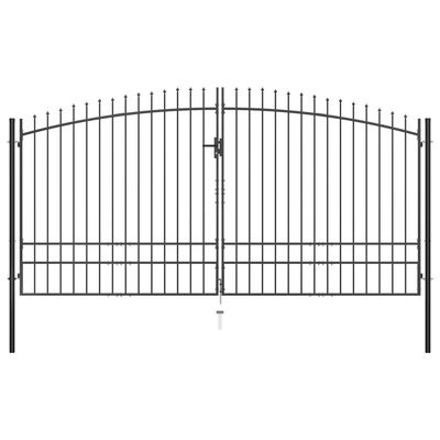 vidaXL Portão de cerca com porta dupla e topo em lanças 400x248 cm