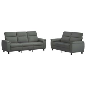 vidaXL Conjunto de Sof&aacute;s 2 pcs Cinzento-Escuro Tecido