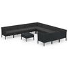 vidaXL 12 pcs conjunto lounge de jardim c/ almofad&otilde;es vime PE preto