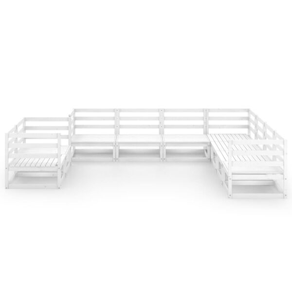 vidaXL 9 pcs conjunto lounge de jardim pinho maci&ccedil;o branco