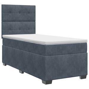 vidaXL Cama box spring com colch&atilde;o Cinzento-Escuro 90 x 190 cm Veludo