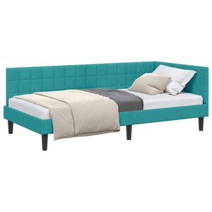 vidaXL Estrutura de Cama de Canto Turquesa 90 cm x 190 cm Veludo
