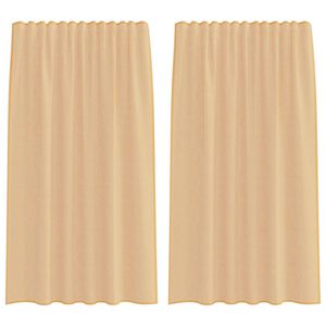 vidaXL Cortinas de voile com bolsos para var&atilde;o 2 pcs areia