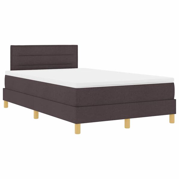 vidaXL Cama Box com colch&atilde;o Marrom Escuro 120 x 200 cm tecido