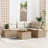 vidaXL Conjunto de Sof&aacute; de Jardim 4 pcs Bege e Creme Polirattan