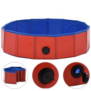 vidaXL Piscina para c&atilde;es dobr&aacute;vel 80x20 cm PVC vermelho
