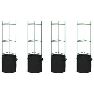 vidaXL Suportes para tomateiros com sacos 4 pcs 116 cm a&ccedil;o e PP