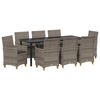 vidaXL Conjunto de Jantar para Jardim 9 unid. Cinzeto vime PE