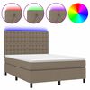 vidaXL Cama box spring colch&atilde;o/LED 140x200 cm tecido cinza-acastanhado