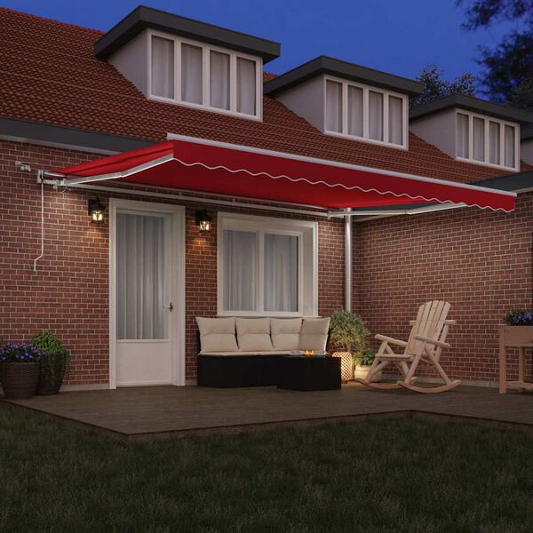 vidaXL Toldo Retr&aacute;til Vermelho 450 &times; 300 cm Poli&eacute;ster e Metal