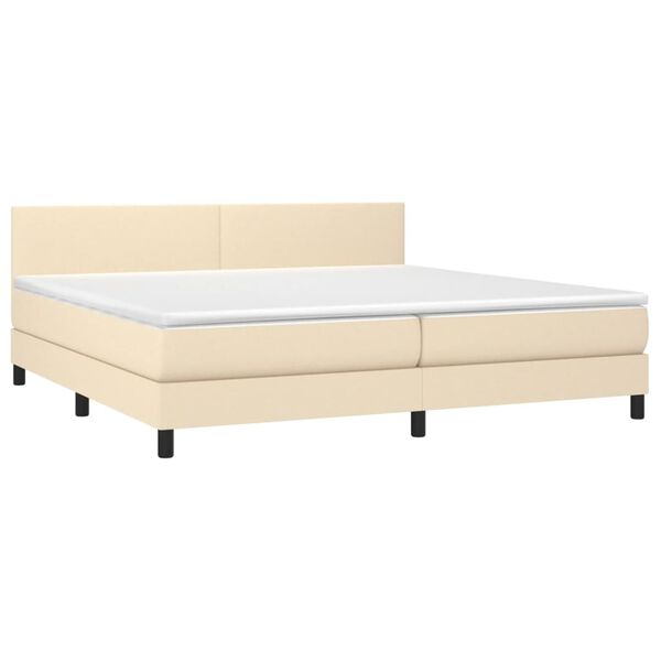 vidaXL Cama com molas/colch&atilde;o 200x200 cm tecido cor creme