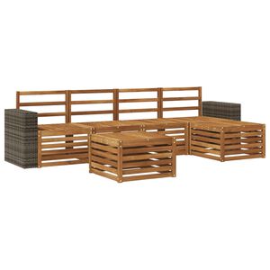 vidaXL Conjunto de Sof&aacute;s para Exterior 6 unid. Natural