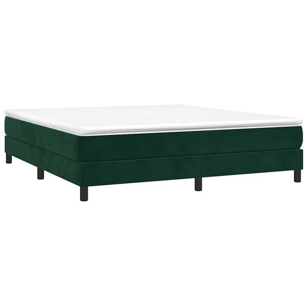 vidaXL Estrutura de cama com molas 180x200 cm veludo verde-escuro