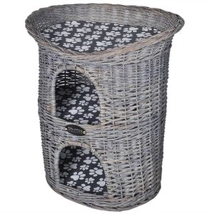 vidaXL Ninho/casa/arranhador p/ animais 2 n&iacute;veis c/almofad&atilde;o salgueiro