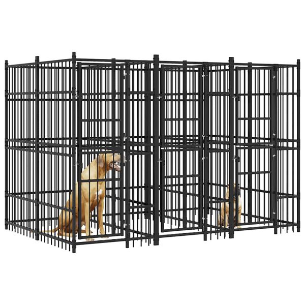 vidaXL Canil de exterior 7,37 m&sup2; a&ccedil;o