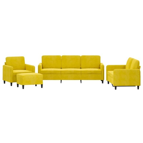 vidaXL 4 pcs conjunto de sofás veludo amarelo