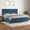 vidaXL Cama com molas/colch&atilde;o 200x200 cm veludo azul-escuro