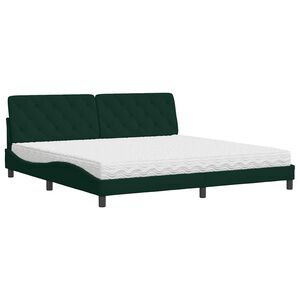 vidaXL Cama com colch&atilde;o 200x200 cm veludo verde-escuro