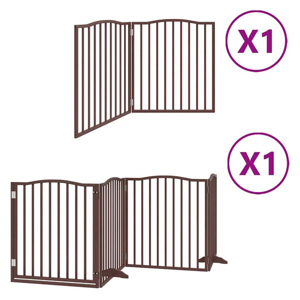 vidaXL Port&atilde;o p/ c&atilde;es c/ porta dobr&aacute;vel 6 pain&eacute;is 480cm &aacute;lamo castanho