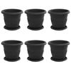 vidaXL Vasos de Plantas 6 unid. Preto &Oslash; 22 x 18 cm Pl&aacute;stico