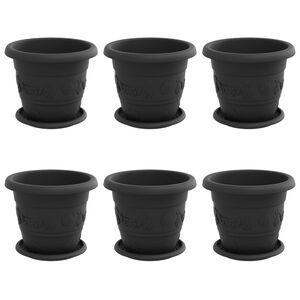 vidaXL Vasos de Plantas 6 unid. Preto &Oslash; 22 x 18 cm Pl&aacute;stico