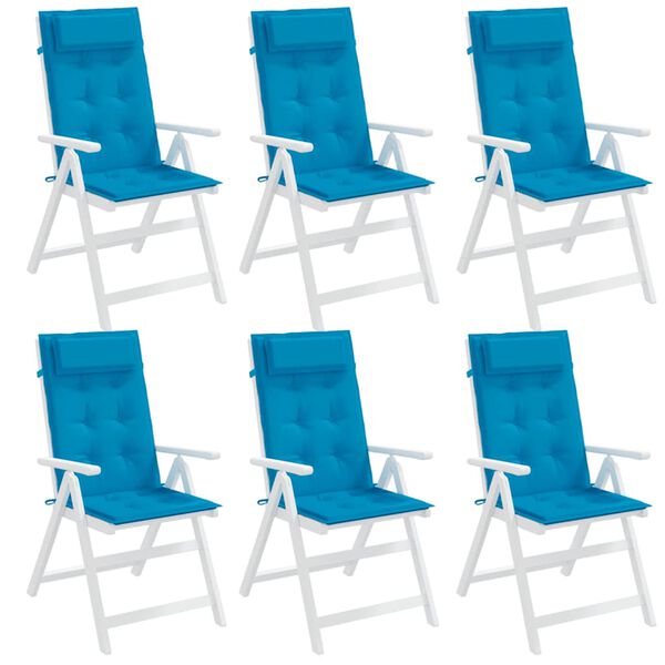 vidaXL Almofad&otilde;es cadeira encosto alto 6 pcs tecido oxford azul-claro